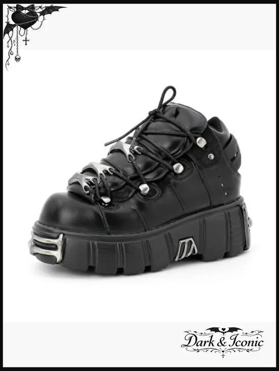 Women's Platform Combat Boots Lace-Up Ankle Boots Waterproof Synthetic Leather - Picture 2 of 7